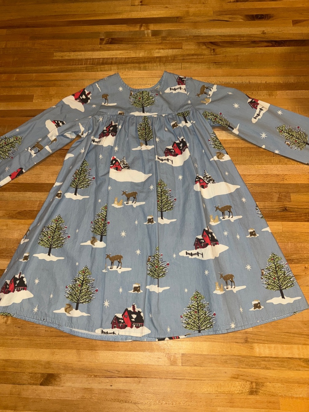 Pink Chicken Blue Holiday Tree & Deer Dress 5